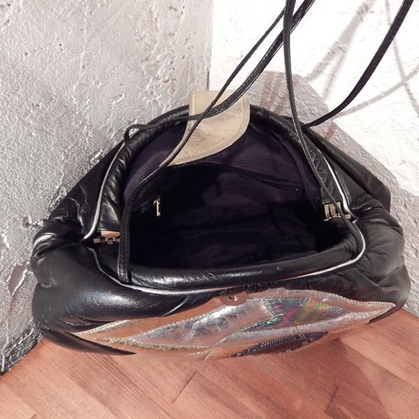 画像4: NY 80's vintage patchwork leather clutch bag / ヴィンテージ パッチワーク レザー クラッチバッグ (4)