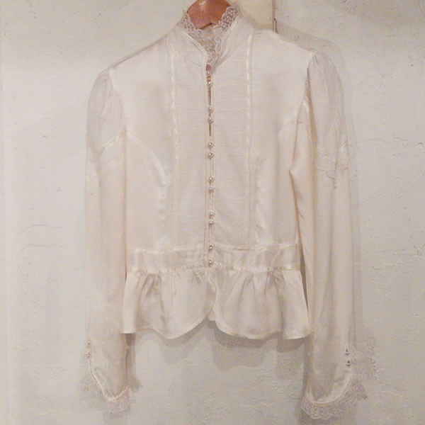 70's GUNNE SAX silky saten race blouse(70's ガニーサックス ...